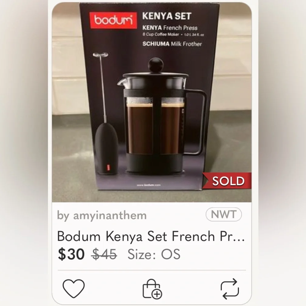 🌞 Bodum Kenya French Press Coffee Maker Makes 4 Cups of Coffee in boxes
